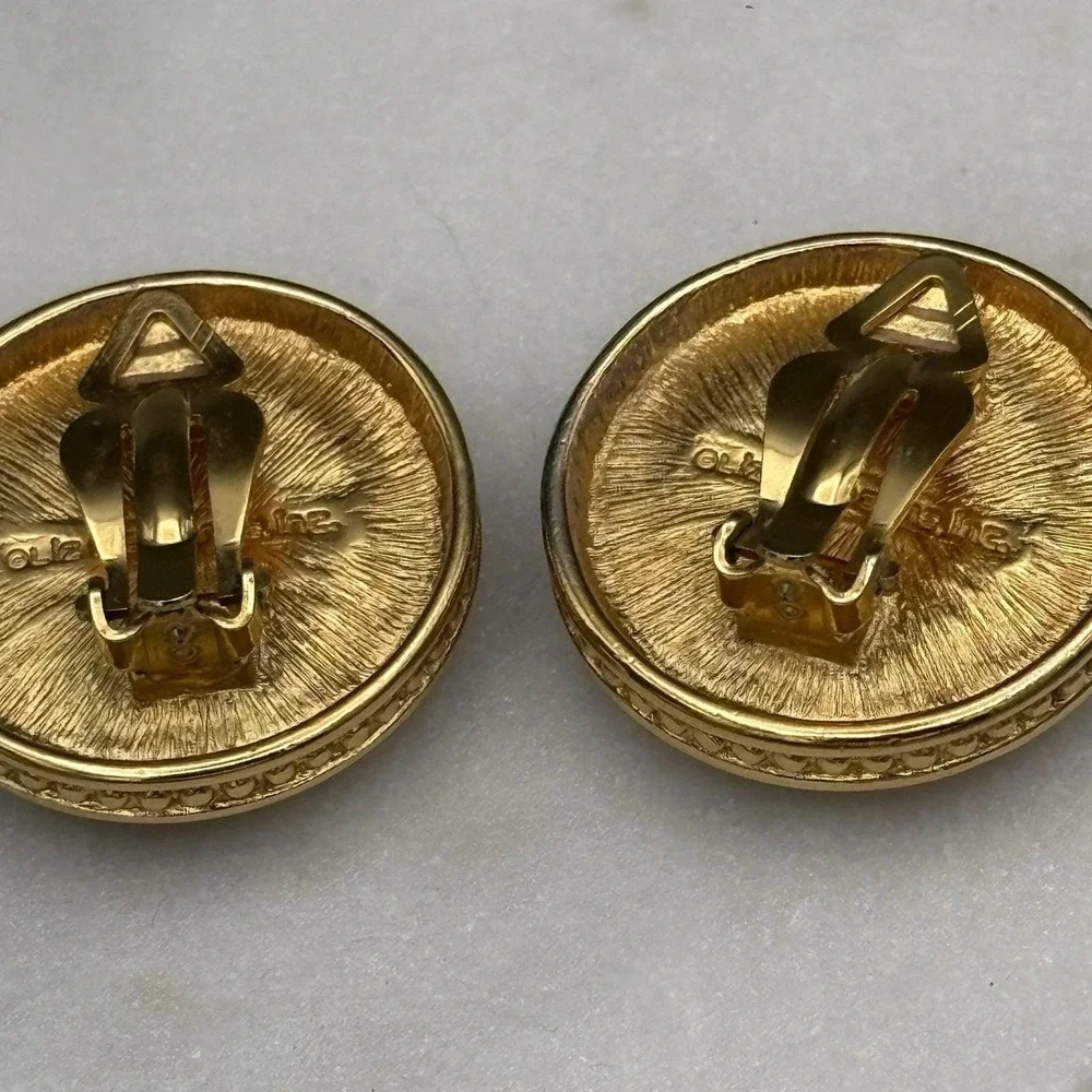 Vintage Liz Claiborne Clip On Earrings Faux Pearl Rhinestones Old Money